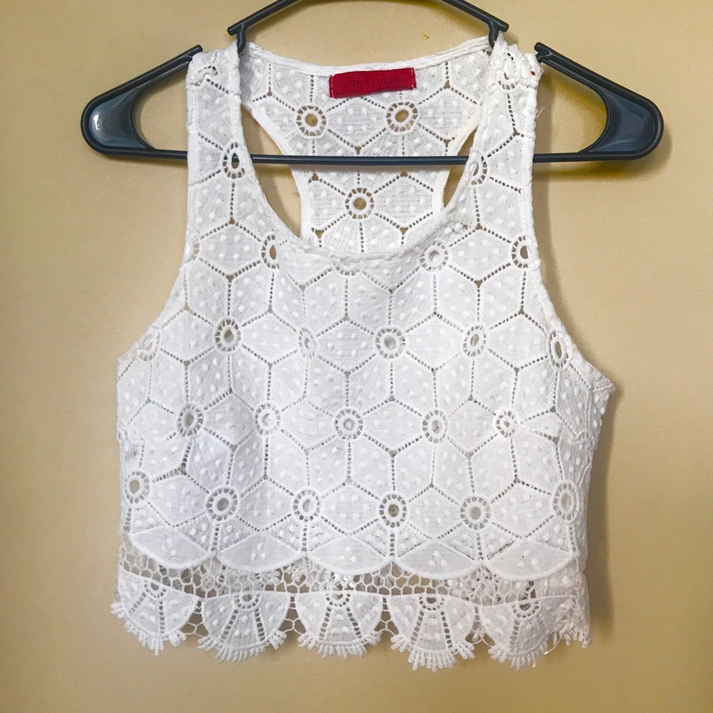 3 for$25 Crochet/lacy white crop top